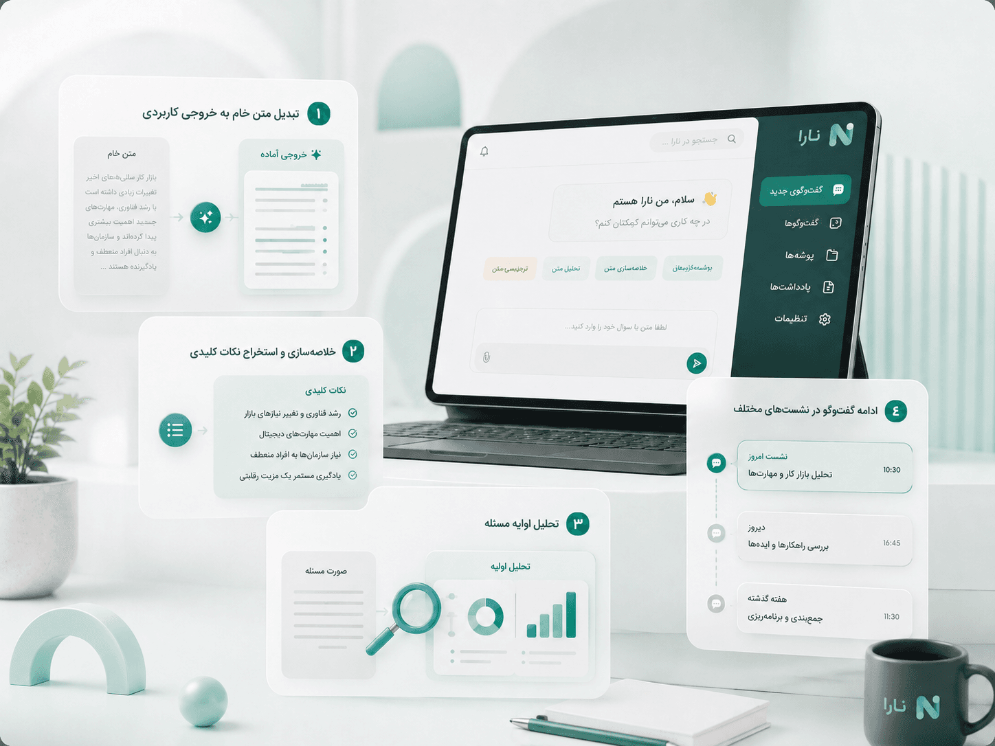 نمای تصویری قابلیت‌های نارا